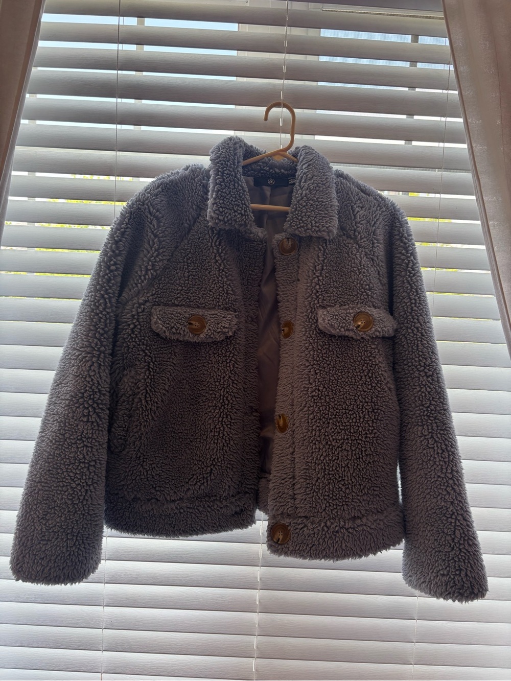 Light Blue Sherpa Teddy Jacket - Women - Picture 5 of 7